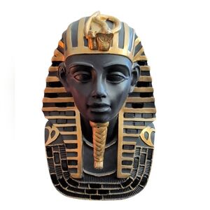 King Tutankhamun Black and Gold Resin Pharaoh Bust Egyptian Home Decor Statue